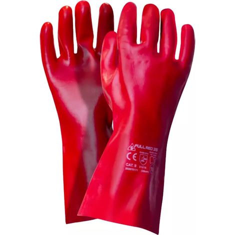 GUANTES DE PVC LARGOS ROJOS 35 CM - 12 PARES - REK GU 0434