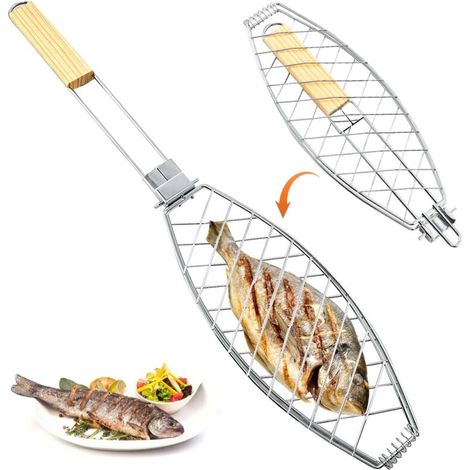 Gril à poisson, panier de cuisson pliable, support portable pour extérieur, accessoires de barbecue 63 x 12 cm - AquaForge (1/4)