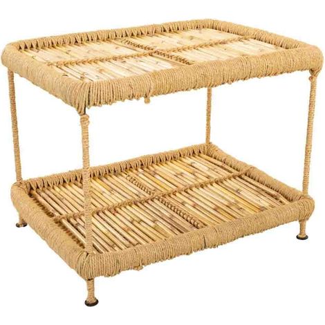 Mesa de centro de bambú y metal marrón 49x38x37 (1/3)