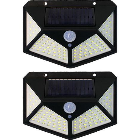 Ce kit d'éclairage extérieur solaire composé de deux lampes est étanche (IP65), dispose d'un détecteur de mouvement et de 100 LED. Il convient parfaitement à une utilisation en extérieur, dans une cou (1/5)