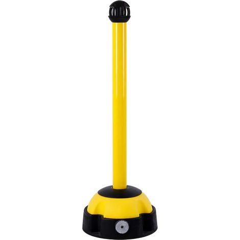 Poteau aluminium jaune sur socle balise avec tête 4 crochets - 2020251