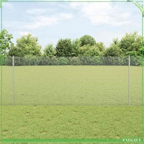 Kit clôture avec poteaux 1 x 10 m en acier argent - 20 poteaux, finition poudre anti-rouille (1/5)
