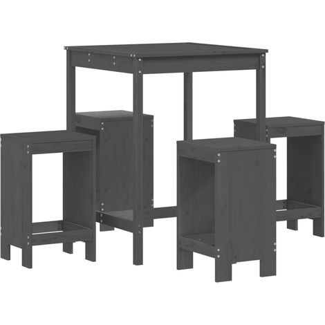 Maison Exclusive - Set Bar da Giardino 5 pz Grigio in Legno Massello di Pino