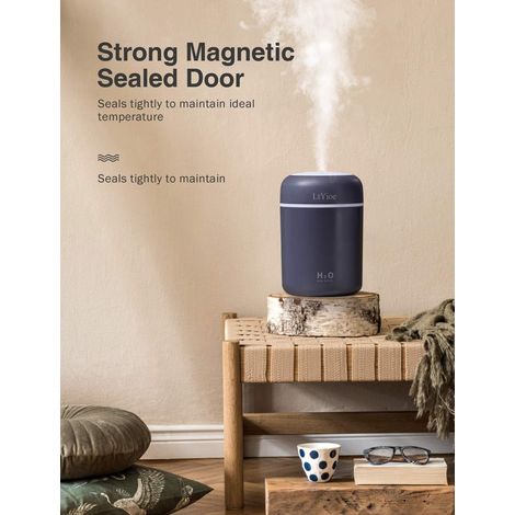 Mini humidificateur USB brume froide silencieux, appareil de bureau pour voiture et bureau (bleu/noir) (1/4)