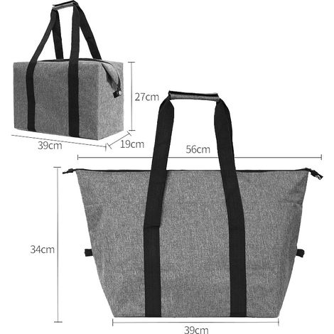 Grand sac isotherme pliable de 20 litres – sac de pique-nique gris, idéal pour le camping, le transport de nourriture, les barbecues et la pêche. (1/5)