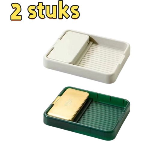 Lot de 2 étagères de rangement pliables pour casseroles couvercles et ustensiles de cuisine 18,5 x 16,2 x 5 cm blanc cassé et vert foncé (1/5)