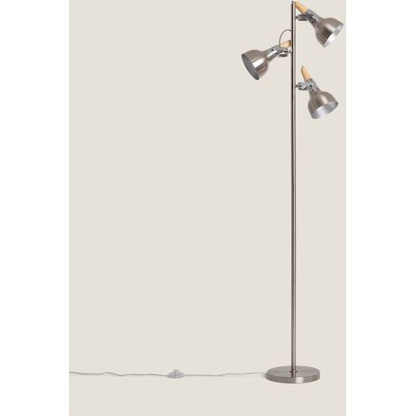 – Lampadaire métal 3 spots argenté – Design minimaliste – Compatible ampoules E14 – Pour éclairage moderne et décoratif (1/5)
