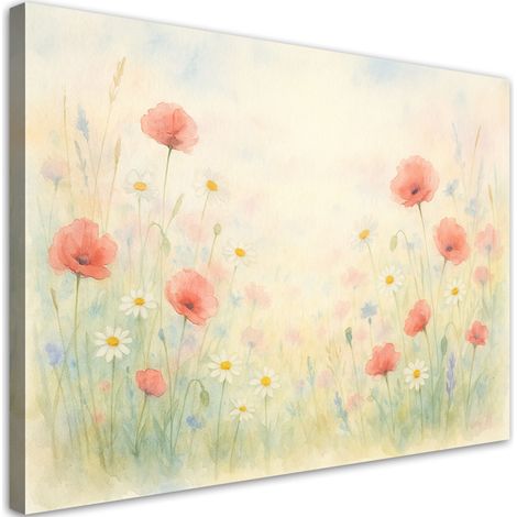 Wandbild Mohnblumen Wildblumen im Shabby Chic Stil 60x40 cm (1/5)