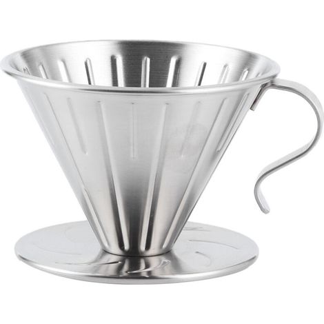 Porta-tazza con filtro a cono in acciaio inossidabile per caffè, accessori per casa e ufficio (L) (1/5)