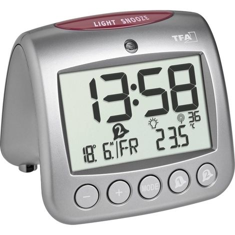 TFA Dostmann 60.2559.54 Radiocontrollato Sveglia Grigio Tempi di allarme 2 Timer 2 tempi (1/2)