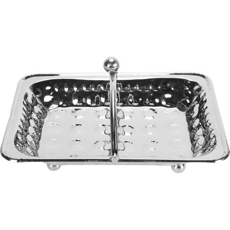 Elegante e raffinato cestino portatovaglioli in acciaio inox di grande capacità, con manico, ideale per servire frutta, snack, snack, per hotel e ristoranti. Dimensioni: 325x245x190 mm / 12,80x9,65x7, (1/5)