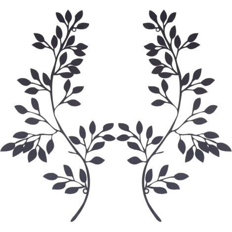 2 Pcs Métal Arbre Feuille Décoration Murale Vigne Olivier Feuille Mur Art Tentures Fer Noir Cadeau Décorations pour Intérieur Extérieur Chambre Salon Pendaison de Crémaillère Café (1/5)