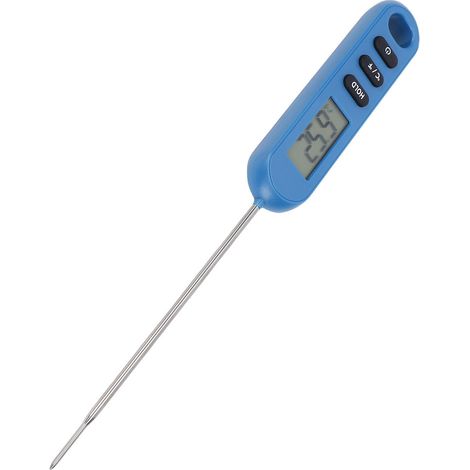 Termometro digitale per carne, display LCD chiaro, termometro per alimenti ad alta precisione per la cottura, colore blu barbecue. (1/5)