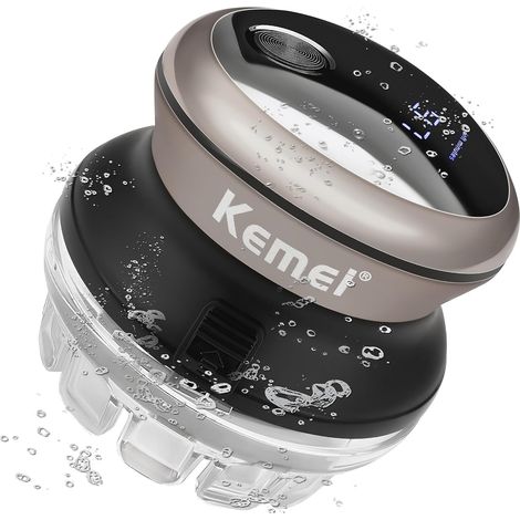 Men's Hair Clipper Silver 360° Rotating Cutting Head (with LED Display, Wet (1/5)