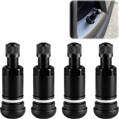 4 Pièces Valve Pneu Voiture Aluminium 11.3 mm, Valve Métal Noir Anthracite (1/5)