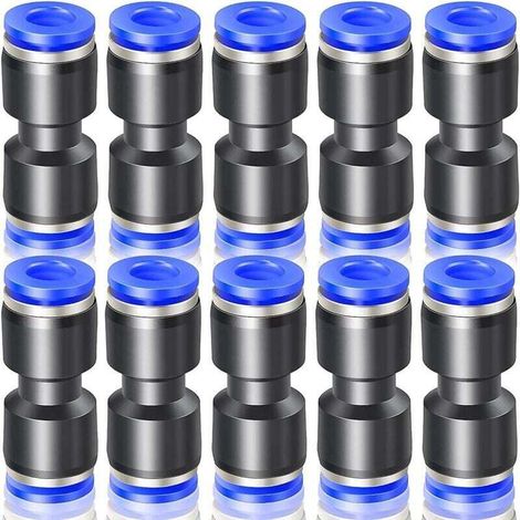 10 Pièces Raccords Droits à Visser Bleus 12mm OD Pour Tuyauterie