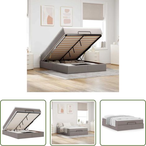vidaXL Taschenfederkern - Ottoman-Bett mit Matratze Taupe 140x200 cm Stoff (1/5)