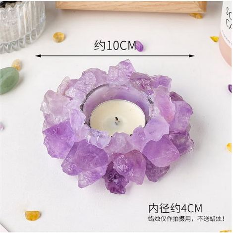 Support Pour Bougie En Pierre Naturelle - Quartz Brut Non Taillé - Pour Décoration Intérieure Méditation Et Dîner Romantique - 1 Pièce (1/3)