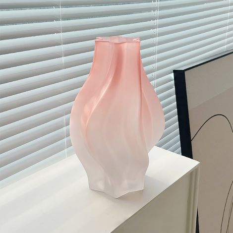 Jarrón decorativo de cristal grueso para usos versátiles, disponible en blanco, azul o rosa (23,5 x 7,5 x 10 cm / 31,5 x 8,5 x 11 cm), peso 1300 g o 2000 g, regalo ideal (1/5)
