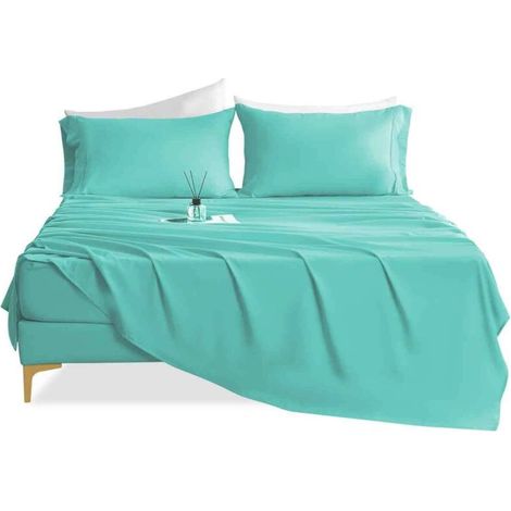 Ensemble de draps de luxe pour hôtel, 4 pièces, draps à poches profondes, draps en microfibre ultra douce, bleu sarcelle