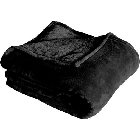 Plaid Polaire Uni "Coral Fleece" 125x150cm Noir