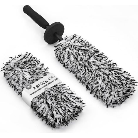 Brosse jante microfibre extra fine 42cm, 2 housses lavables, nettoyage jantes alu sans rayures (1/5)