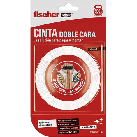 fischer 548831 548831-Nastro Double Face/Blister da 3 m, Bianco (1/5)