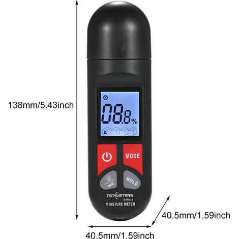 RICHMETERS RM031 Multifunktionales Holzfeuchtemessgerät mit zwei Nadeln. (1/5)