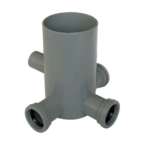 POZZETTO WC SCARICO 3 INGRESSI + 1 USCITA - PP GRIGIO MM 40 H.MM 170- 2 pezzi