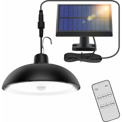 Lampe Solaire Exterieur, 78 LED 4 Mode Lampe Solaire avec Capteur de Mouvement, TéLéCommande, 360° Panneau Solaire Réglable, 3 Luminosité, IP65 étanche Lustre Solaire pour Jardin, Camping (1/5)