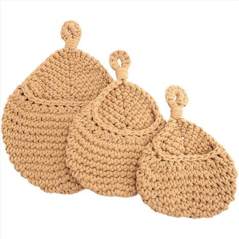 Lot de 3 paniers suspendus bohèmes, pour le rangement et le potager (1/5)
