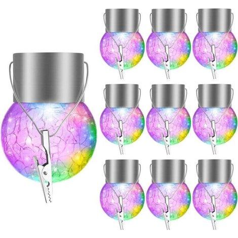 Solar-Lichterkette, 10 Stück, wasserdichte Außenbeleuchtung für Garten, Terrasse, Balkon, Hochzeit, Party, Geburtstag, mehrfarbig (10 Farben), von DEBUNS (1/5)