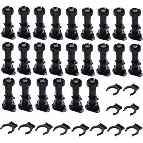 Pieds d'armoire 24 pièces, pieds de meubles, pieds de meubles réglables, base avec clips pour meubles, armoires et canapés (80 mm-100 mm) (1/4)