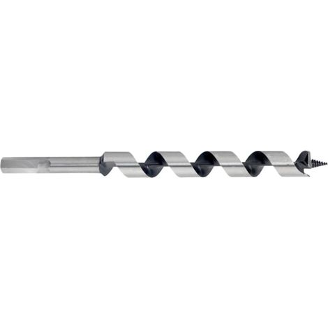 Broca tipo barrena para madera Awtools, modelo 20,0x600mm, ideal para perforaciones profundas, con punta autocentrante y espiral doble, alta precisión y durabilidad (1/4)