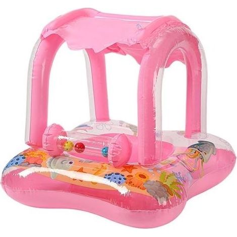 Bouée gonflable avec auvent, modèle 2026 amélioré avec harnais de sécurité 3 points, canapé gonflable pour piscine, siège de natation pour piscine, plage et jardin, motif dessin animé avec kit de répa (1/5)