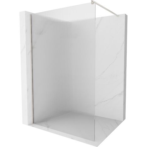Mexen Kioto Walk-in Duschwand 140 x 200 cm, Klarglas 8 mm, gebürstetes Nickel - 800-140-101-97-09