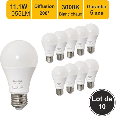[JAMAIS UTILISÉ] Lot de 10 ampoules LED E27 10W 1055Lm 3000K - garantie 5 ans