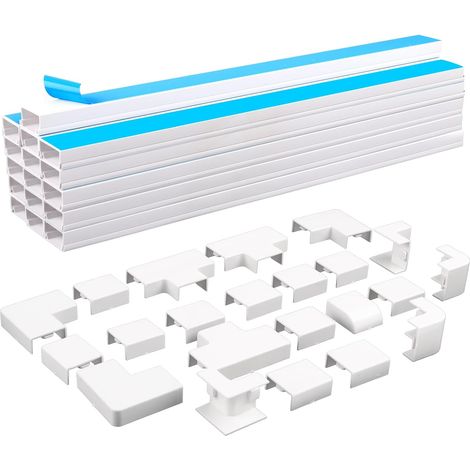Goulotte Passe Cable, 16pcs Goulottes de Câbles Cache Cable TV Mural, Goulotte Cable Autocollante, Cable Management Montage sur Le Mur pour la Gestion des Câbles Maison Bureau-400x30x15mm (1/5)