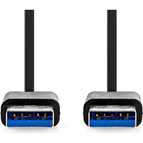 CCGB61000BK20 Câble USB USB 3.2 Gen 1 USB-A Mâle USB-A Mâle 5 Gbps Plaqué nickel 2.00 m Rond PVC Noir Boîte (1/3)