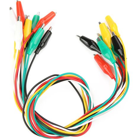 Packung mit 10 Doppelkrokodilklemmen, 50 cm lang, Größe 35 mm, für Kabel. (1/5)