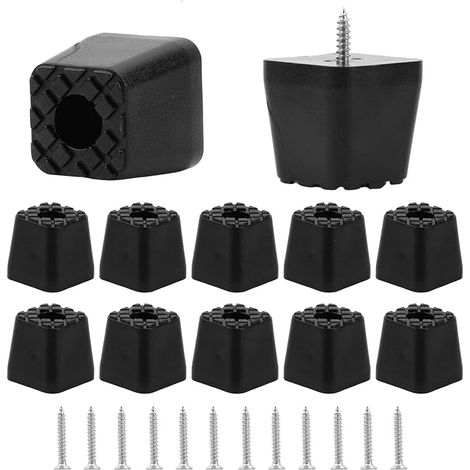 12 piezas de patas de goma de 30x30x29 mm, color negro, para muebles, patas protectoras de goma, patas de goma atornillables, para muebles, mesas y sillas, con tornillos incluidos. (1/5)