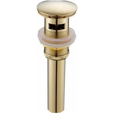 Moderne Pop-up Rétro Bouchon Bonde de Lavabo Vidange Clic-clac avec Trop-Plein en Laiton Doré Universel Valve Draineur d’Evier Vasque Siphon avec Trou de Débordement Poli- avec Trop-Plein (1/4)