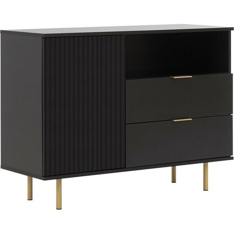 Cómoda Decus, Negro, Con cajones y puertas, Número de cajones: 0, 80x107x41cm