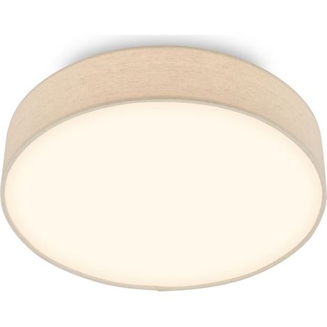 Briloner LED Deckenlampe Stoffschirm Ø38x10,5 cm Rund 24W 2600lm 3000K Warmweiß Beige - Deckenleuchte Wohnzimmer Schlafzimmer Küche Flur (1/5)