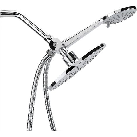 Pommeau de douche double à effet pluie réglage multip, 3 voies, à main et haute pression (1/5)