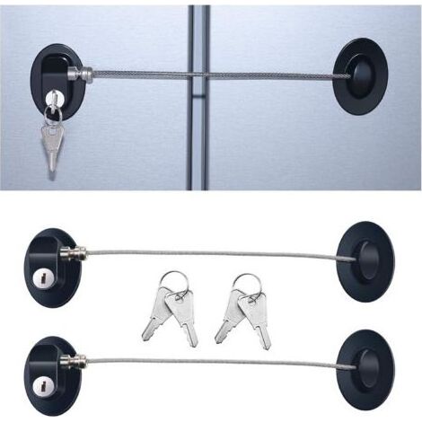 3 Pièces de Serrure de la Porte du Réfrigérateur Serrure Adhésive Forte de Porte du Congélateur Verrou de Tiroir de Fichier Serrure d'Armoire de Sécurité Enfant(Noir) (1/4)