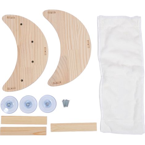 Lit de fenêtre pour chat avec ventouse forte, bois de pin, sûr, confortable, facile à installer, perchoir monté (1/5)