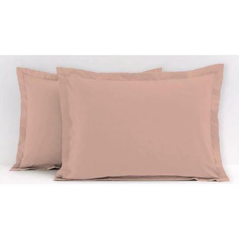 Taie D Oreiller - 50 X 70 Cm - Rose Poudre - 100% Coton - Lot De 2 (1/2)