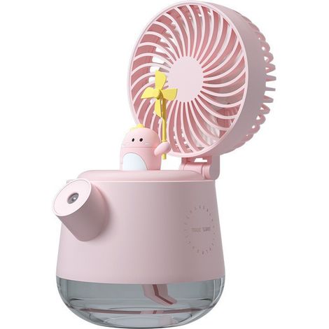 Ventilateur de bureau USB avec brumisateur, humidificateur portable avec veilleuse et fonction d'arôme