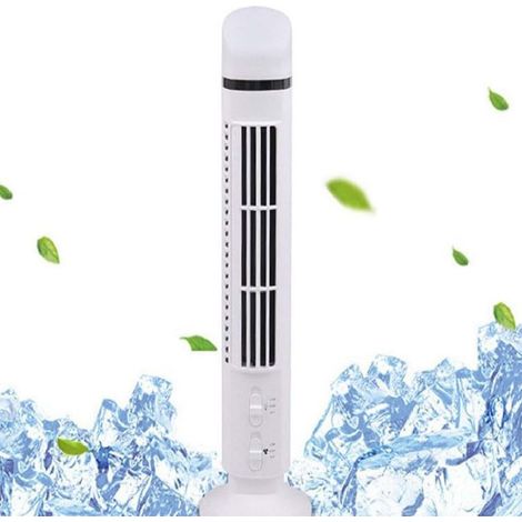 Ventilateur Tour sans Pales, Oscillation 90°, Silencieux 34 dB, Portable USB/Batterie, Blanc pour Maison & Bureau (1/5)